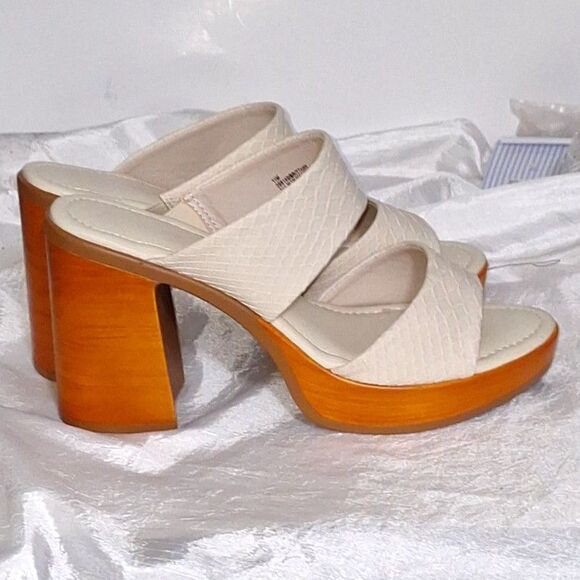 Maurices Slide On Sandal Chunky Heel Platform Open Toe Wedding Summer Size 11 - Picture 3 of 10